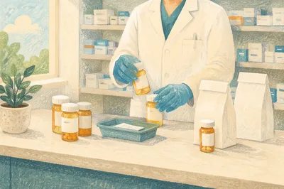 Clean Pharmacy Prescription Counter Morning Light