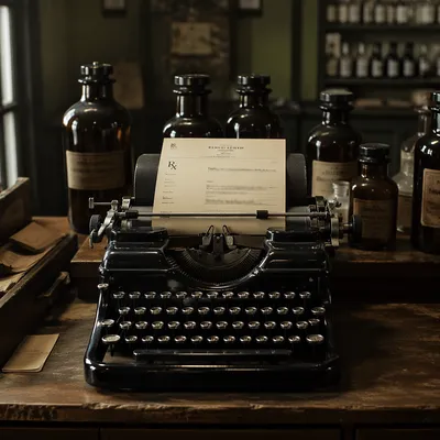 Vintage Pharmacy Prescription Counter Scene