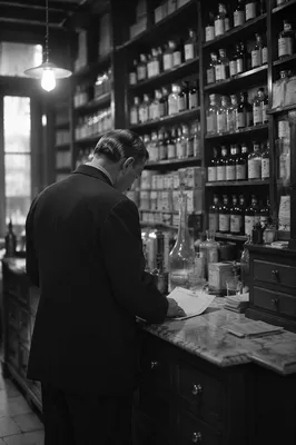 Vintage Pharmacy Prescription Counter Scene