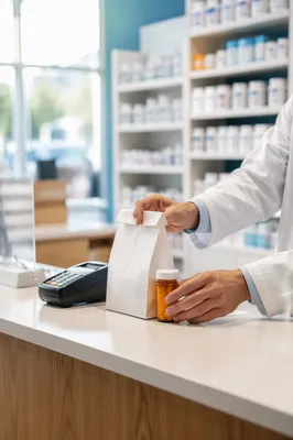 Clean Pharmacy Prescription Counter in Morning Light