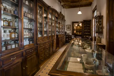 Vintage Pharmacy Prescription Counter Interior