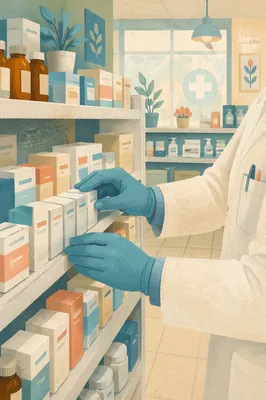 Orderly Pharmacy Shelves with Morning Light