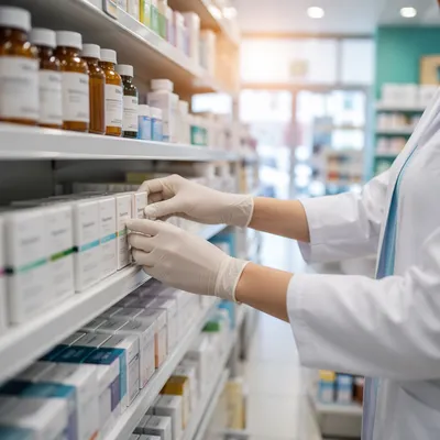 Clean Neighborhood Pharmacy Aisle Interior