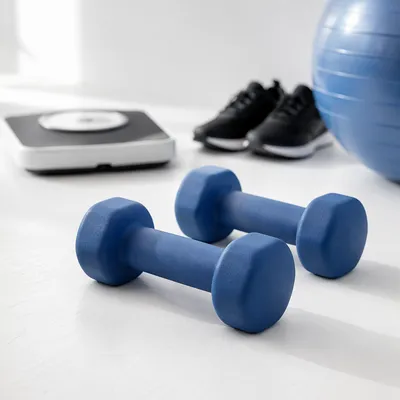 Blue Dumbbells for Rehabilitation Exercise