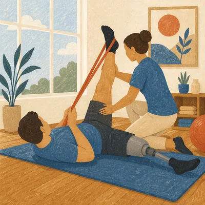Physical Therapy Hamstring Stretch With Prosthetic