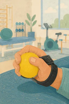Hand Grip Therapy Exercise in Rehab Clinic