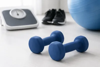 Blue Dumbbells for Physical Therapy Rehabilitation