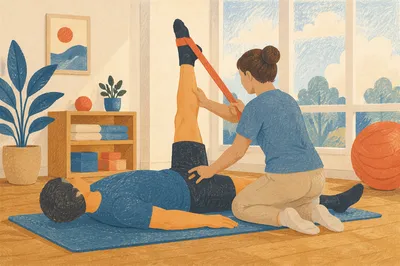 Physical Therapy Hamstring Stretch with Prosthetic