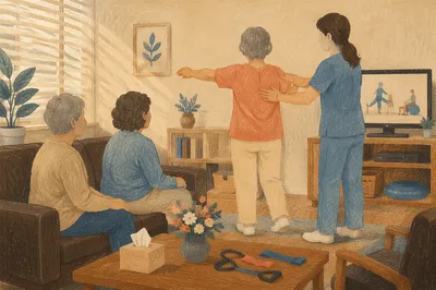 Physical Therapy Balance Exercise in Warm Clinic