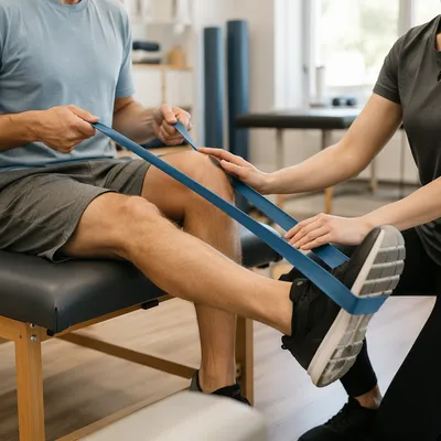 Physical Therapy Resistance Band Rehabilitation Session