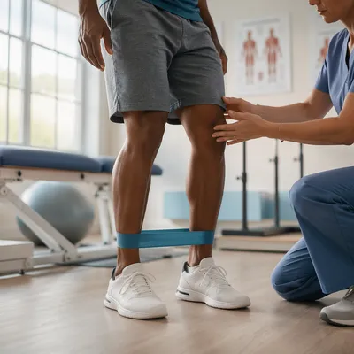 Resistance Band Physical Therapy Exercise Scene