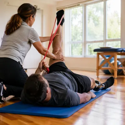 Physical Therapy Hamstring Stretch With Prosthetic