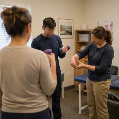 Physical Therapy Wrist Exercise in Rehabilitation Clinic