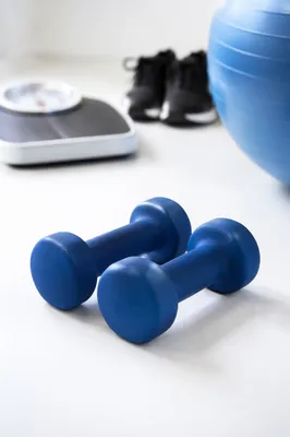 Blue Dumbbells for Rehabilitation Therapy Exercise