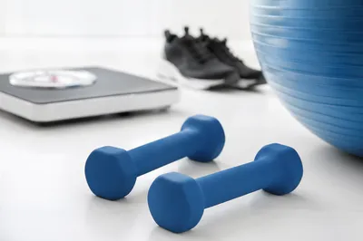 Blue Dumbbells for Physical Therapy Exercise
