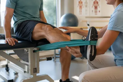 Physical Therapy Knee Rehabilitation Exercise Scene