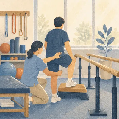 Guided Step-Up in Therapy Rehabilitation Gym