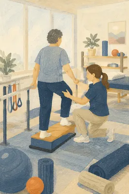 Physical Therapy Step-Up Guidance in Gym