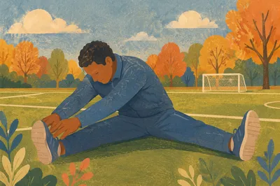 Outdoor Physical Therapy Stretch in Autumn