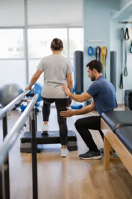Physical Therapy Step-Up Rehabilitation Session