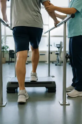 Physical Therapy Step-Up Rehabilitation in Gym