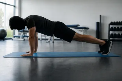 High Plank Exercise in Physical Therapy Gym