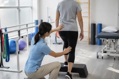 Physical Therapy Step-Up Rehabilitation Session