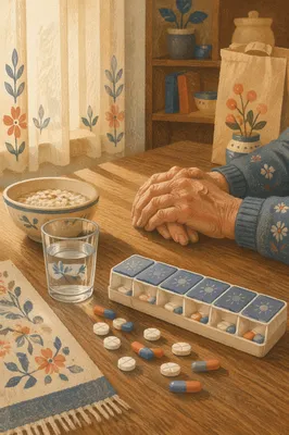 Morning Medication Routine with Gentle Elderly Hands