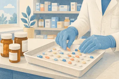 Pharmacy Capsules and Tablets Sorting Scene