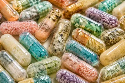 Colorful Medicine Capsules Macro Pattern