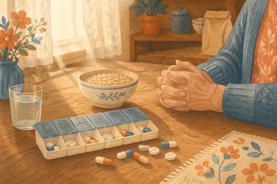Morning Medicine Routine with Gentle Senior Hands