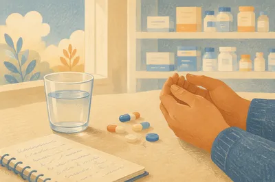 Medicine Capsules with Prayerful Hands