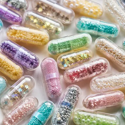 Colorful Transparent Capsules Macro Pattern
