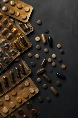 Premium Medicine Capsules on Charcoal Background