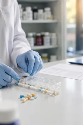Pharmacist Filling Weekly Pill Organizer