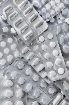 Assorted Medicine Blister Packs Overhead