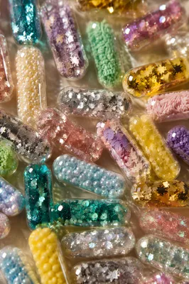 Colorful Transparent Capsules Macro Pattern