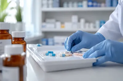Pharmacy Capsules and Tablets in Counting Tray