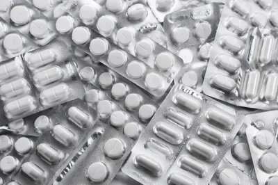 Assorted Medicine Blister Packs Overhead