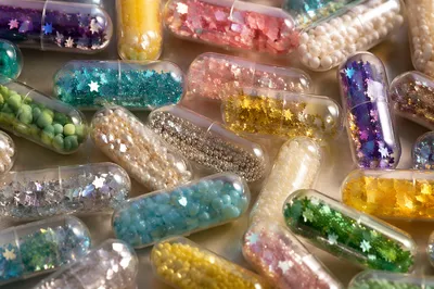 Colorful Transparent Capsules Macro Pattern