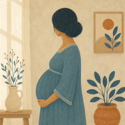 Serene Maternity Health Portrait in Teal