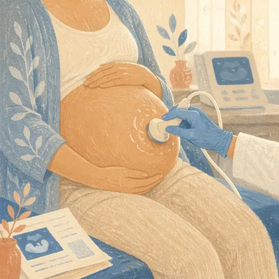Prenatal Doppler Check on Maternity Belly