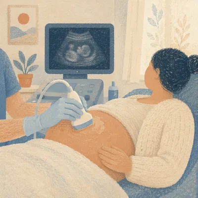Gentle Prenatal Ultrasound Care Scene