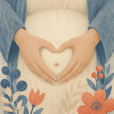 Protective Hands Around Pregnant Belly Portrait