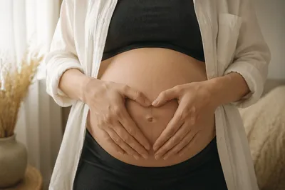 Tender Maternity Belly Heart Portrait