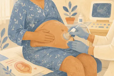 Prenatal Doppler Check on Maternity Belly