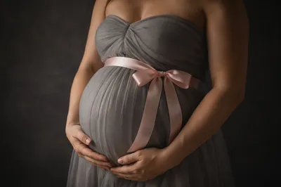 Tender Maternity Belly With Blush Ribbon