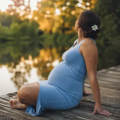 Peaceful Maternity Wellness Portrait by Lakeside