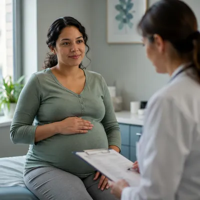 Pregnant Woman Prenatal Checkup in Modern Clinic