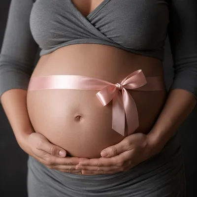 Gentle Maternity Belly with Blush Ribbon